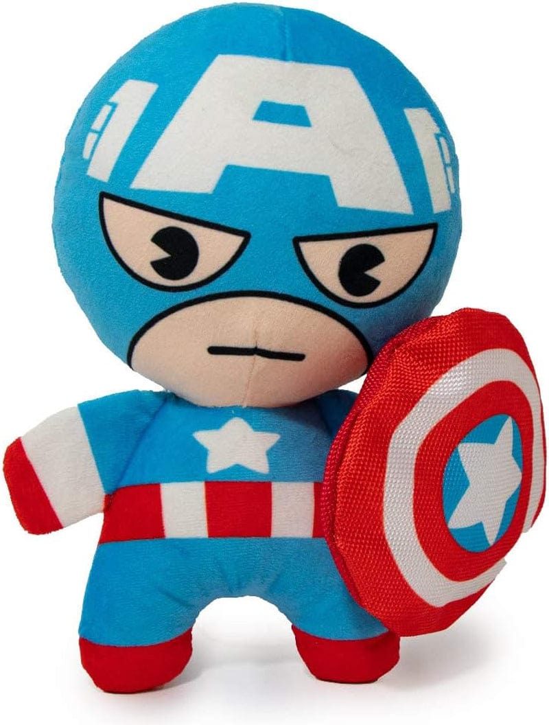 Professional title: "Buckle-Down Marvel Captain America Plush Squeaker Dog Toy, Standing Pose, 8" X 6", Multi Color"