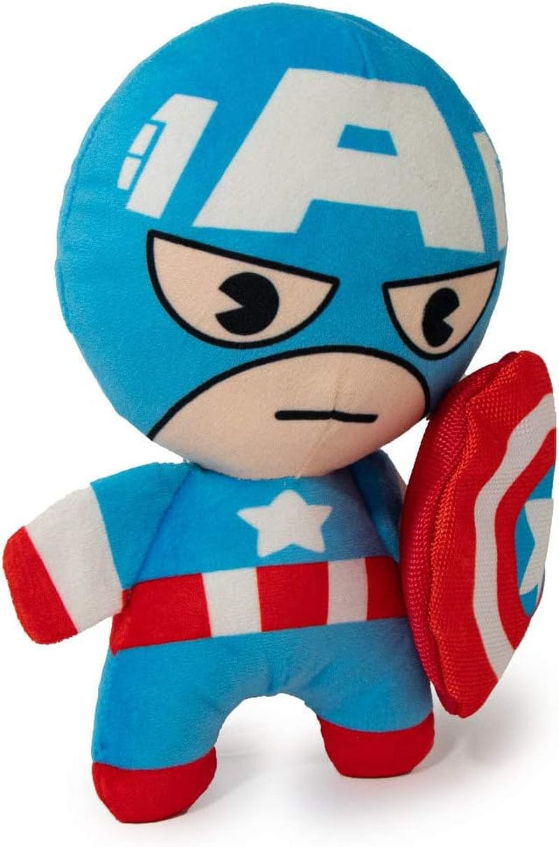 Professional title: "Buckle-Down Marvel Captain America Plush Squeaker Dog Toy, Standing Pose, 8" X 6", Multi Color"