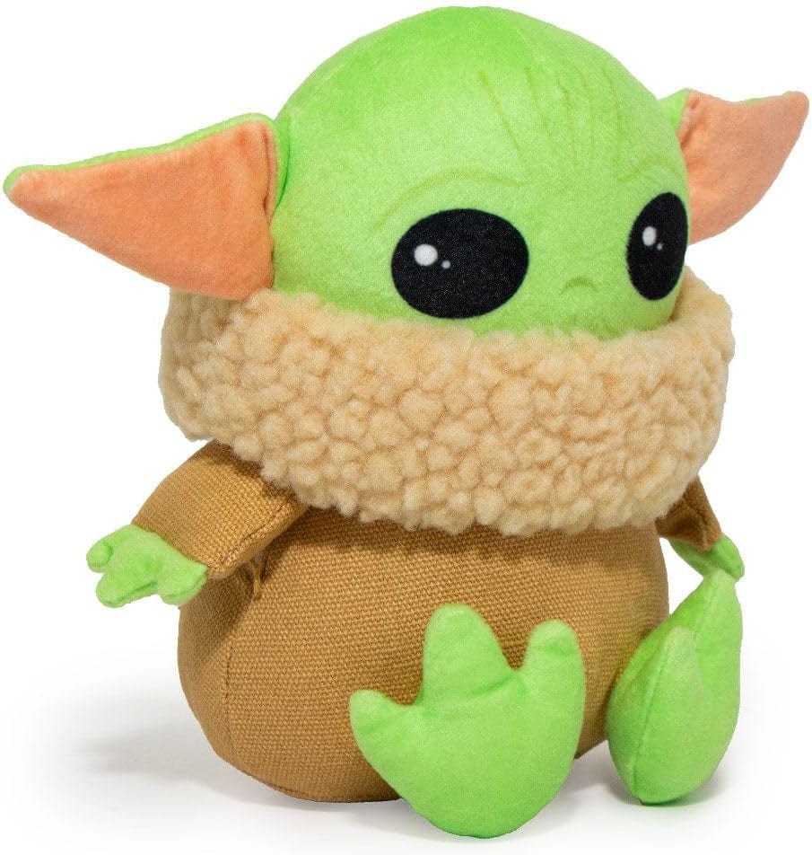 Buckle-Down Dog Toy, Mandalorian, Plush Squeaker Star Wars the Child Sitting Pose, Baby Yoda, 8" X 8" (DTPT-SWBIF) for All Breed Sizes