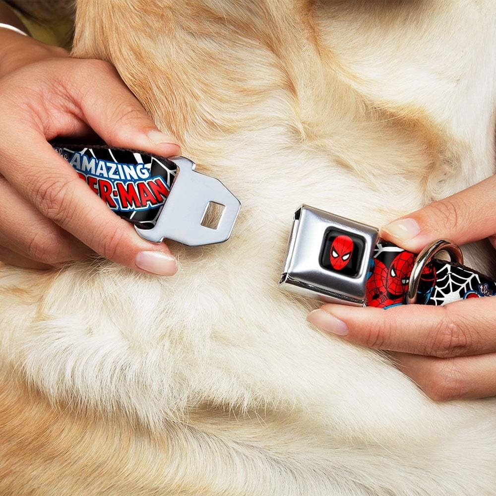 Buckle-Down Seatbelt Buckle Dog Collar - Jrny-Spider-Man in Action2 W/Amazing SPIDER-MAN - 1" Wide - Fits 15-26" Neck - Large