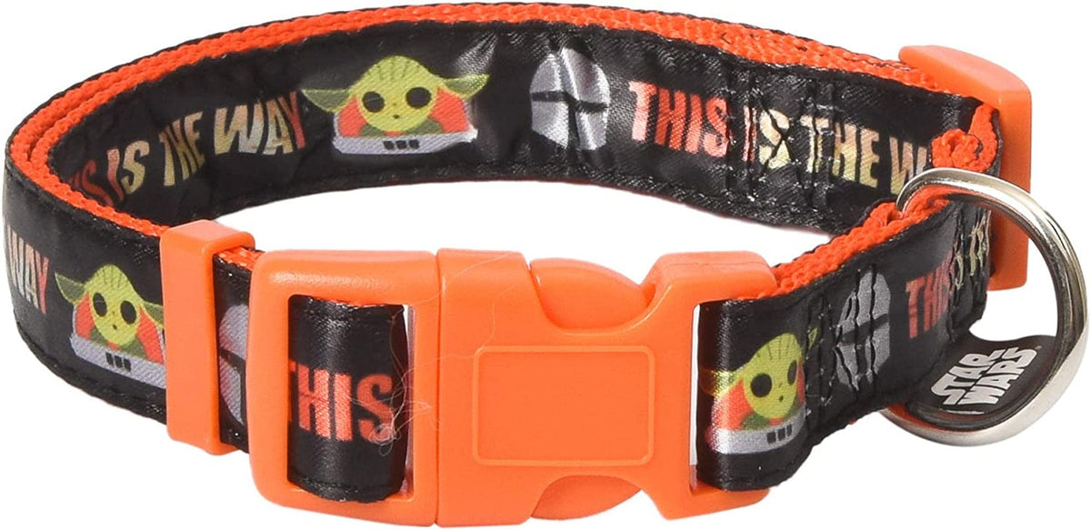 Star Wars the Mandalorian This Is the Way Medium Dog Collar | Orange Medium Mandalorian Dog Collar | Dog Collar for Medium Dogs with D-Ring, Cute Dog Apparel & Accessories for Pets
