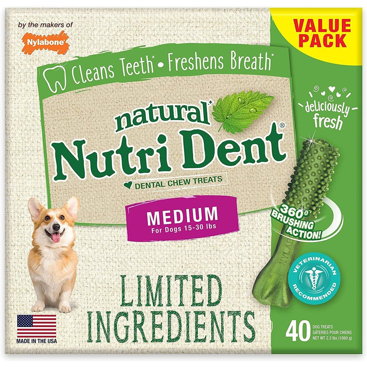 🐶 360 Fresh Breath Nutri-Dent Dental Dog Treats 🥼 Fresh Breath / Medium 1 Count (Pack Of 40) Pets Paradise Pet Supplies