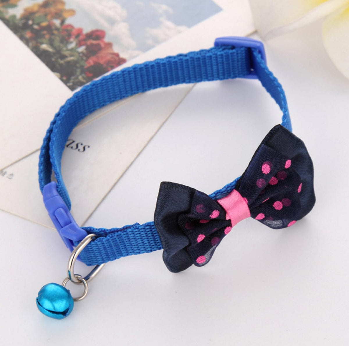 Nylon Cat Cute Collar with Bell Bow Tie for Cat Kitten Puppy Adjustable