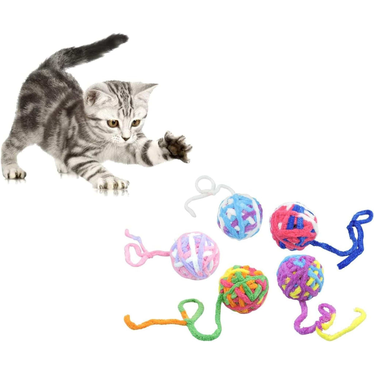 😸 Fun & Interactive Enchanting Yarn Ball Cat Toys🧶 5 Piecs Pets Paradise Pet Supplies
