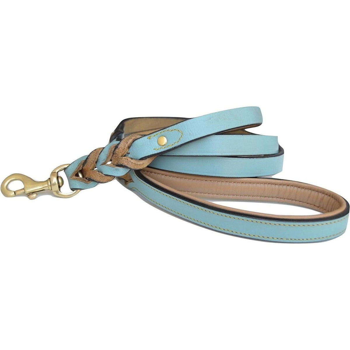 A close up of Pets Paradise's 🐾 Chic & Durable Turquoise Braided Dog Leash 🌟.