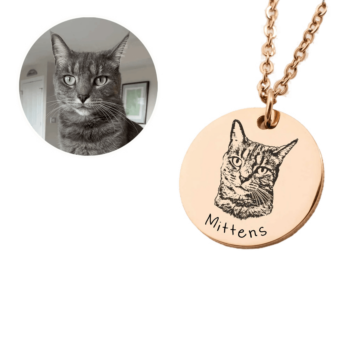 🐾 Custom Engraved Pet Portrait Necklace 🎨