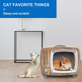 Fluffydream TV Cat Scratcher Cardboard Lounge Bed, Cat Scratching Board, Durable Board Pads Prevents Furniture Damage