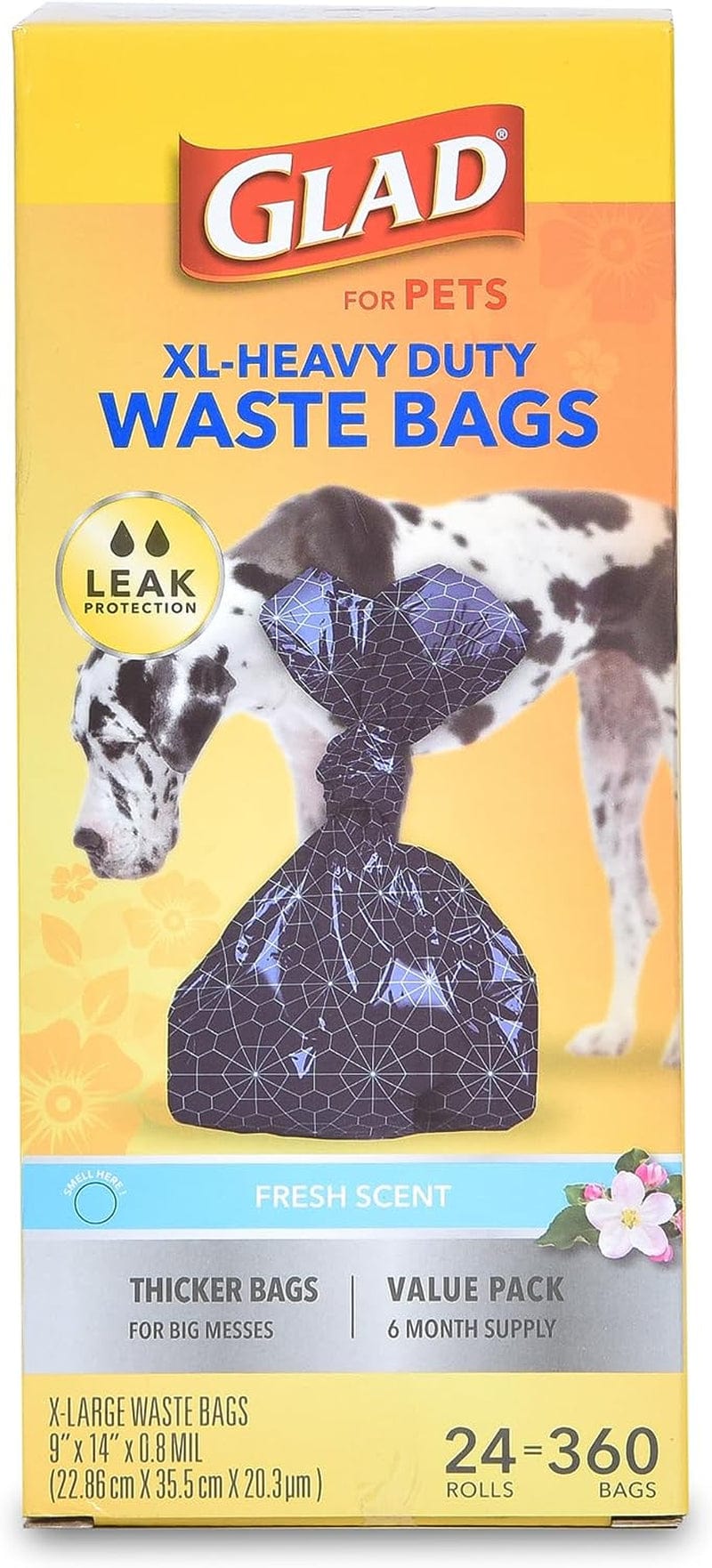 Glad Extra Large, Heavy Duty Scented Dog Waste Bags Value Pack - 360 Count