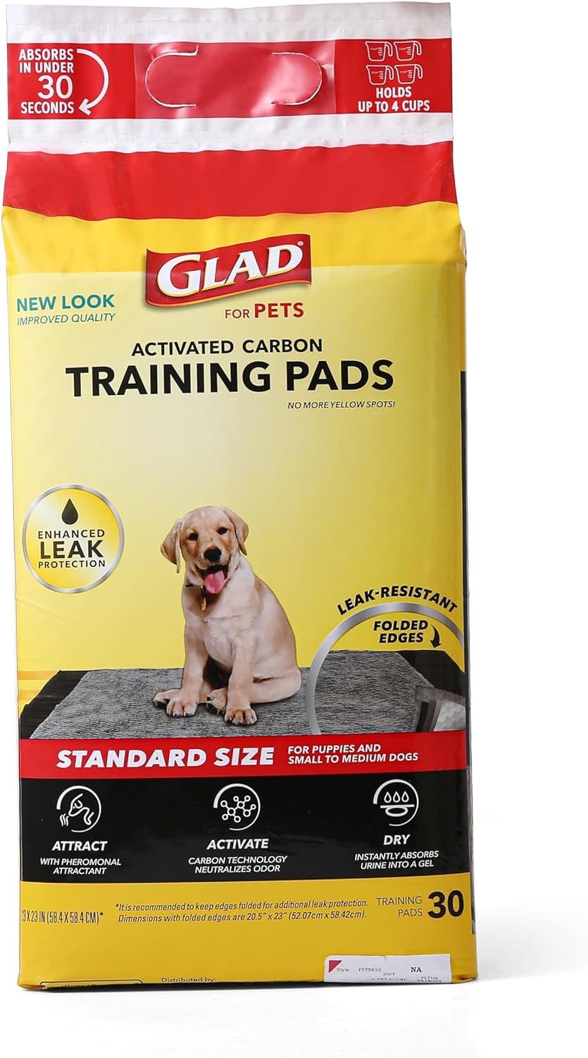 Glad for Pets Black Charcoal Puppy Pads | Puppy Potty Training Pads That ABSORB & NEUTRALIZE Urine Instantly | New & Improved Quality Dog Training Pads, 30 Count