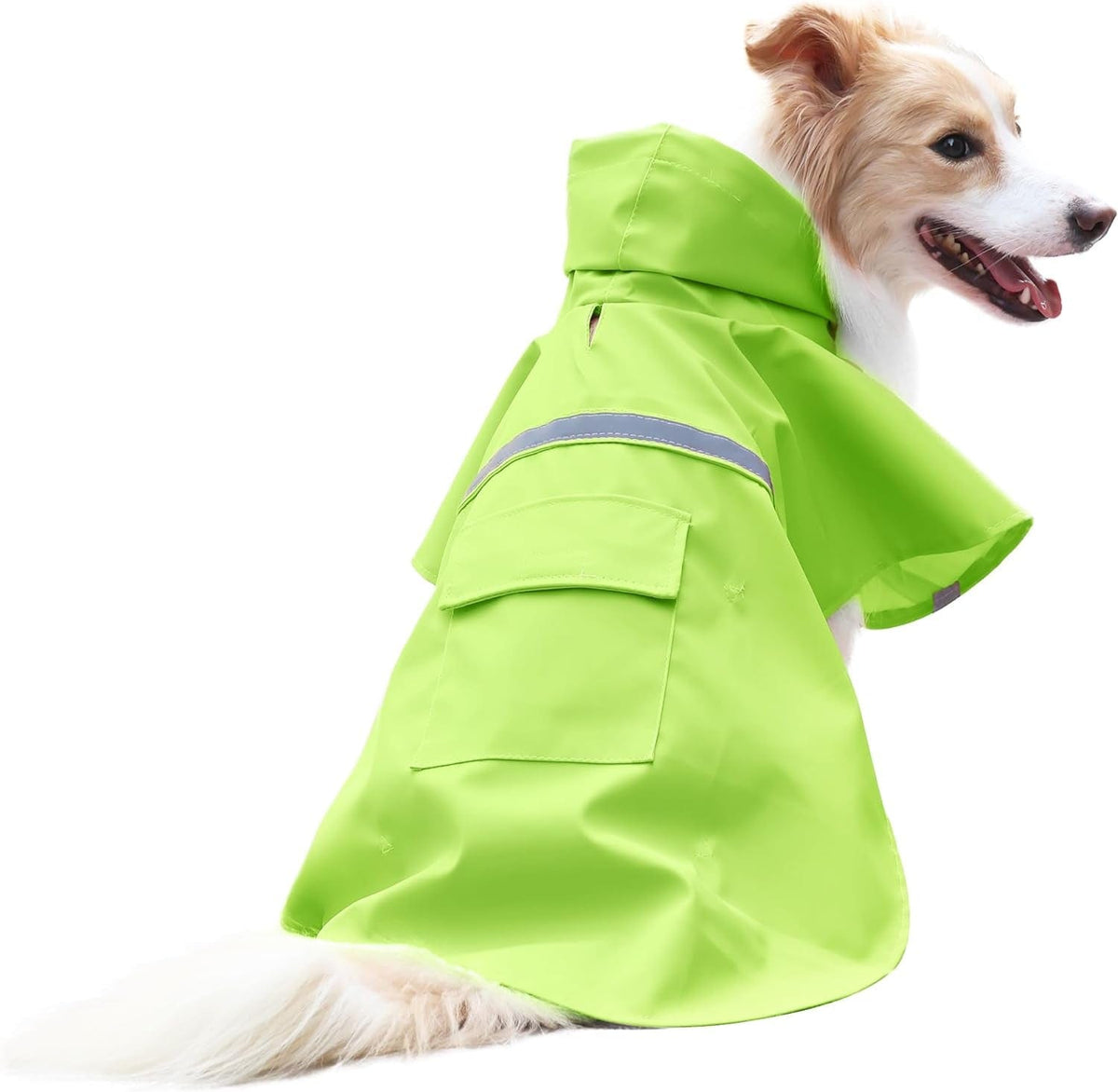NACOCO Large Dog Raincoat Adjustable - Pet Water Proof Clothes Lightweight Rain Jacket Poncho Hoodies with Strip Reflective (XL, Green)