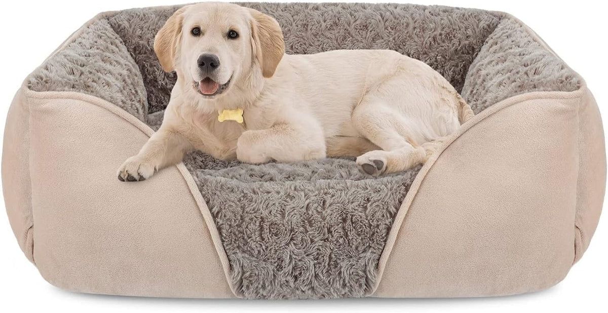 INVENHO Large Dog Bed for Large Medium Small Dogs Rectangle Washable Dog Bed, Orthopedic Dog Bed, Soft Calming Sleeping Puppy Bed Durable Pet Cuddler with Anti-Slip Bottom L(30"X24"X9")