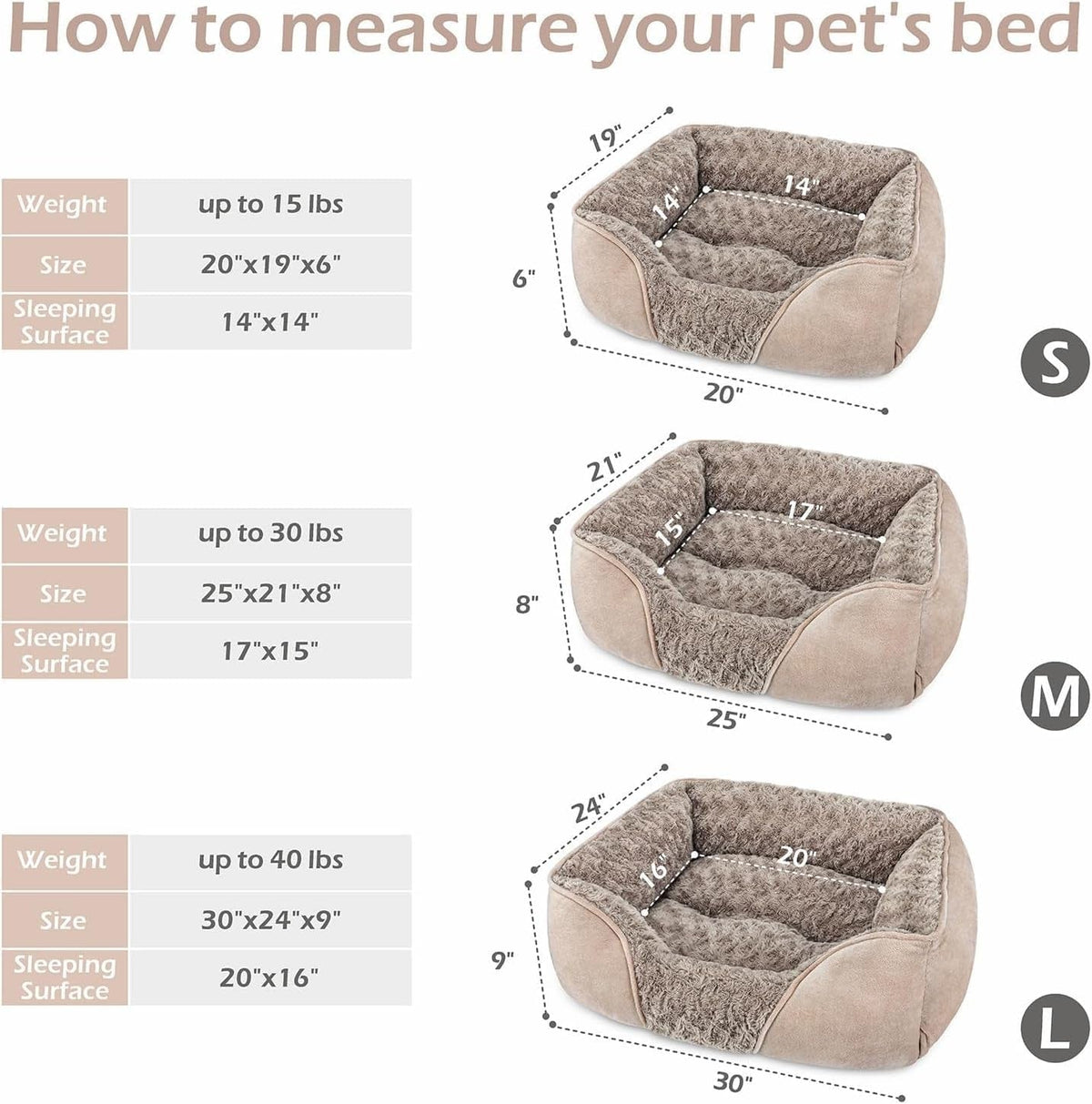 INVENHO Large Dog Bed for Large Medium Small Dogs Rectangle Washable Dog Bed, Orthopedic Dog Bed, Soft Calming Sleeping Puppy Bed Durable Pet Cuddler with Anti-Slip Bottom L(30"X24"X9")