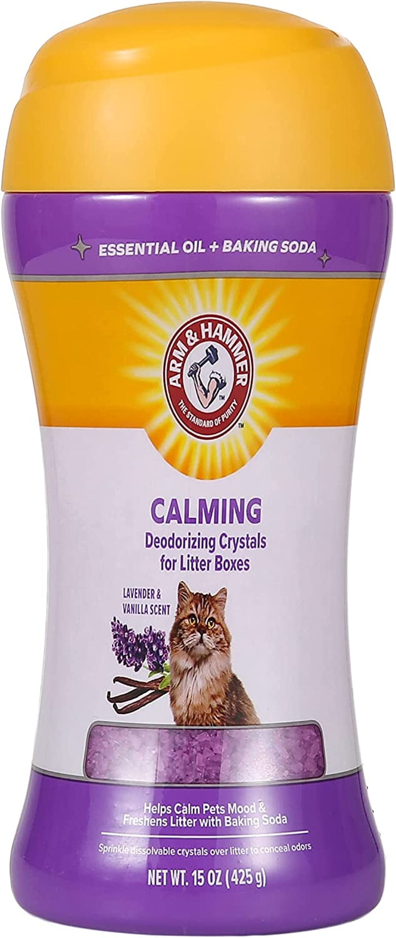 Arm & Hammer Deodorizing Cat Litter Crystals for Litter Boxes | Calming Odor Neutralizing Cat Litter Odor Eliminator in Lavender & Vanilla Scent | Litter Box Odor Eliminator, 15 Oz