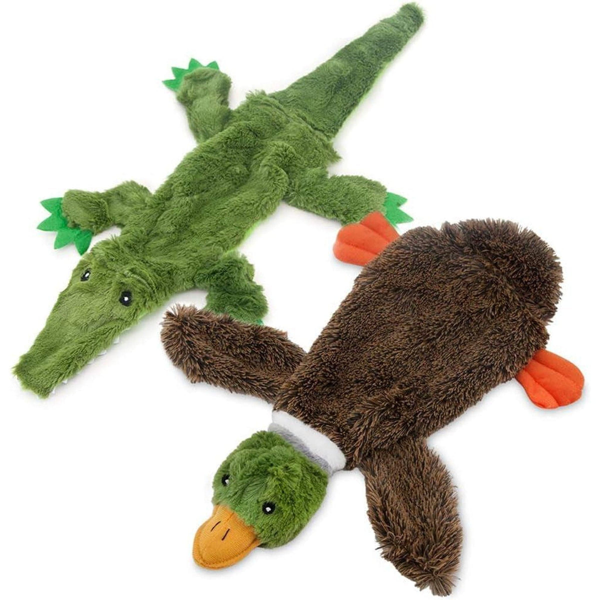 🐕 Zero-Fluff Gator/Duck Squeaky Dog Toy Combo🐊 Alligator & Wild Duck / Medium Pets Paradise Pet Supplies
