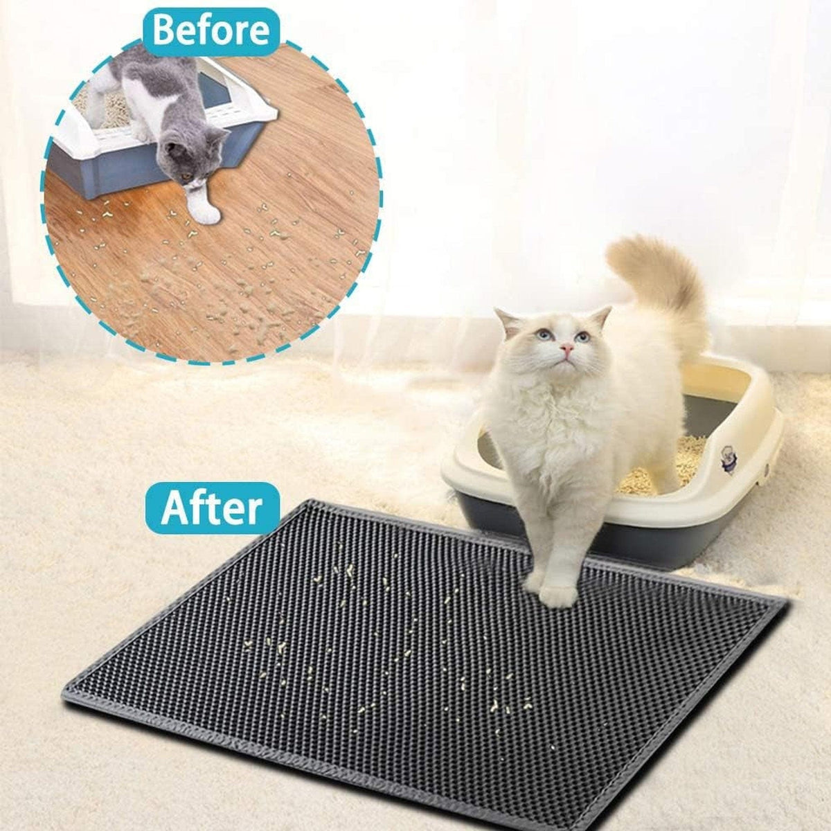 🐱 No More Mess Pro-Clean Cat Litter Mat 🚫 Grey / 15X24 Inch Pets Paradise Pet Supplies