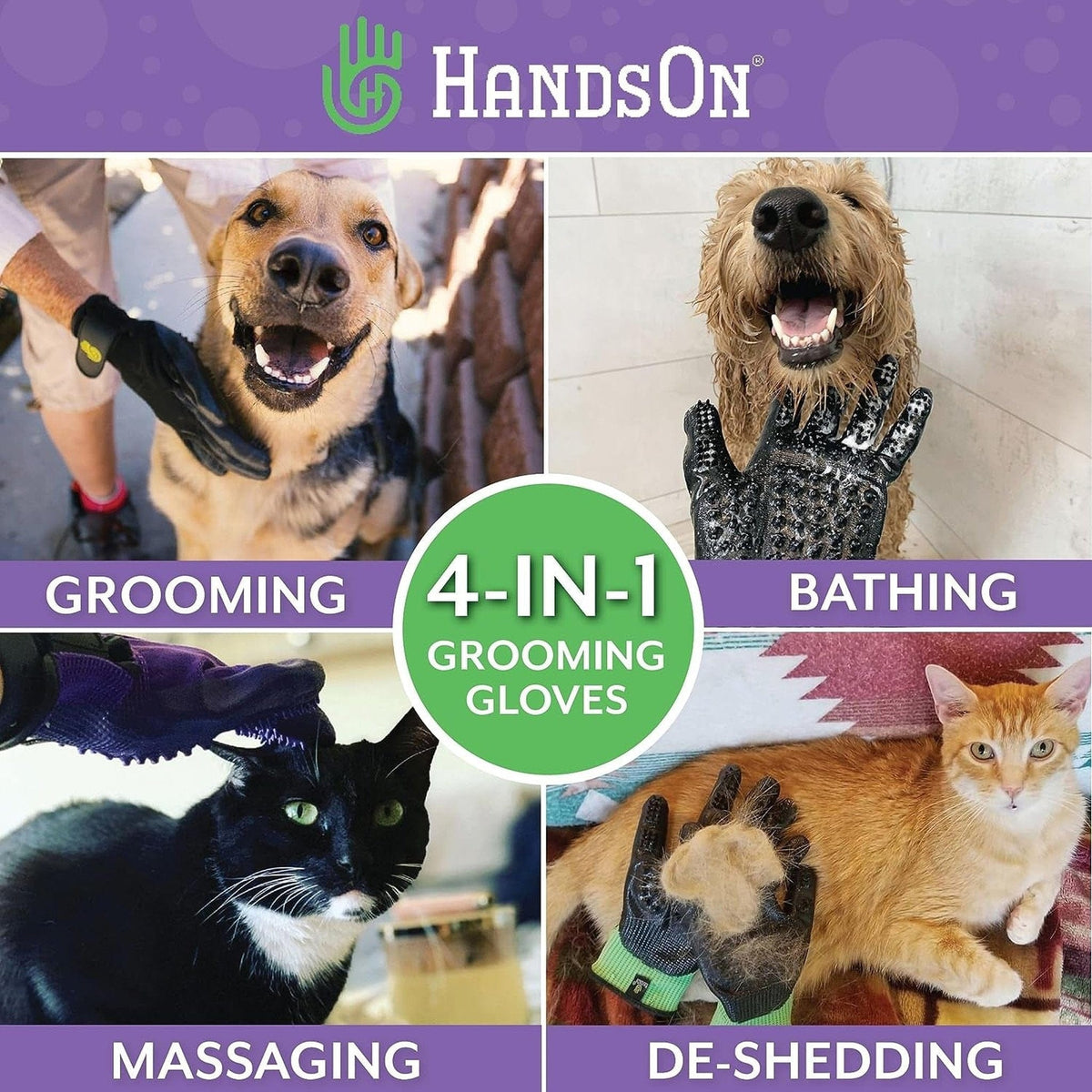 🐾 Original Grooming & Massager Pet Gloves🧤 Grey / Large (1 Pair) Pets Paradise Pet Supplies