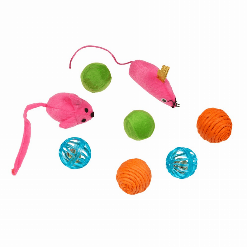 🐱 Playful Pet Mouse and Ball Toy Set - 8 Pieces 🎾
