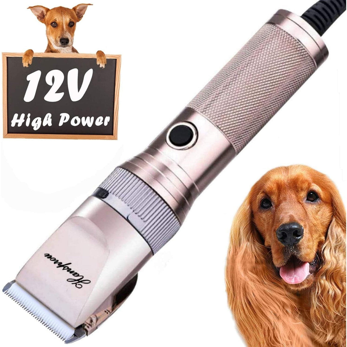 🐕 Precision Pro Heavy-Duty Dog Grooming Clipper 🪒 Rose Gold / 12V Motor Pets Paradise Pet Supplies