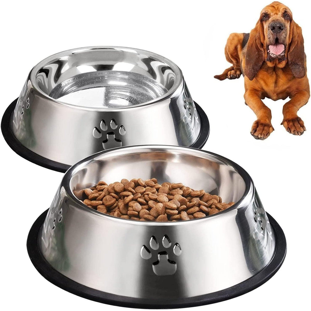🐶 No-Slip Stainless Steel Puppy Dog Bowl Set 🥣 XL 51 Oz Pets Paradise Pet Supplies