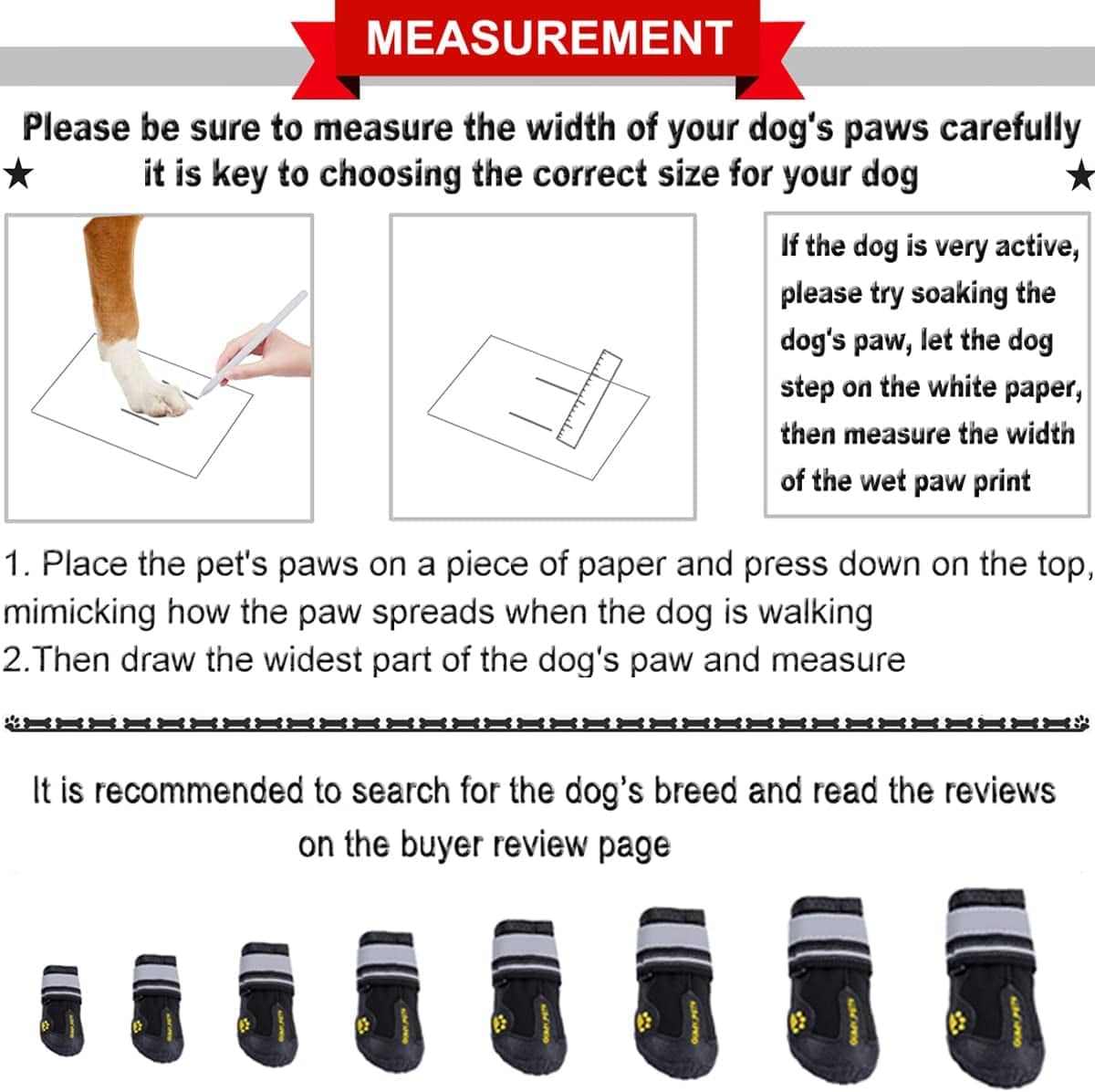 QUMY Dog Shoes for Large Dogs, Medium Dog Boots & Paw Protectors for Winter Snowy Day, Summer Hot Pavement, Waterproof in Rainy Weather, Outdoor Walking, Indoor Hardfloors anti Slip Sole Black Size 6