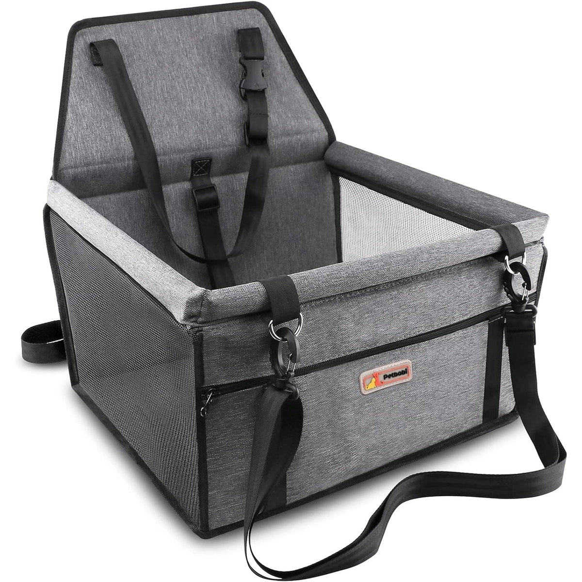 🐾 Safe Travels Deluxe Pet Car Seat Carrier💺 Grey * Cationic Fabric Pets Paradise Pet Supplies