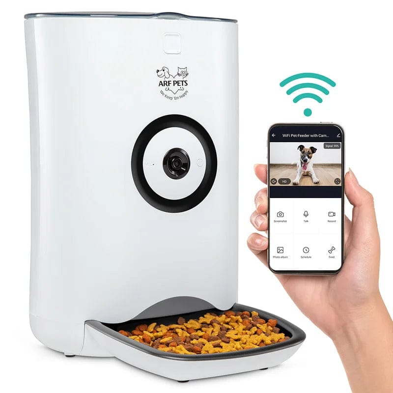 Smart Automatic Pet Feeder with Wi-Fi, Hd Camera with Voice and Video Recording, Programmable Food Dispenser for Dogs & Cats with Easy App-Controlled, 20-Cup Capacity, for Iphone & Android