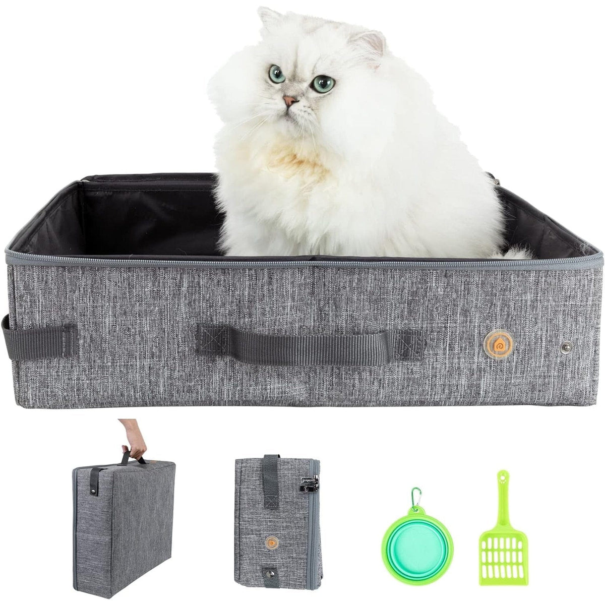 🐈 Compact Easy Travel Cat Litter Box Kit 🎁 Grey / Medium Pets Paradise Pet Supplies